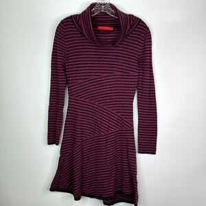 Krimson Klover Pink Black Striped Long Sleeve Wool Dress Size Medium